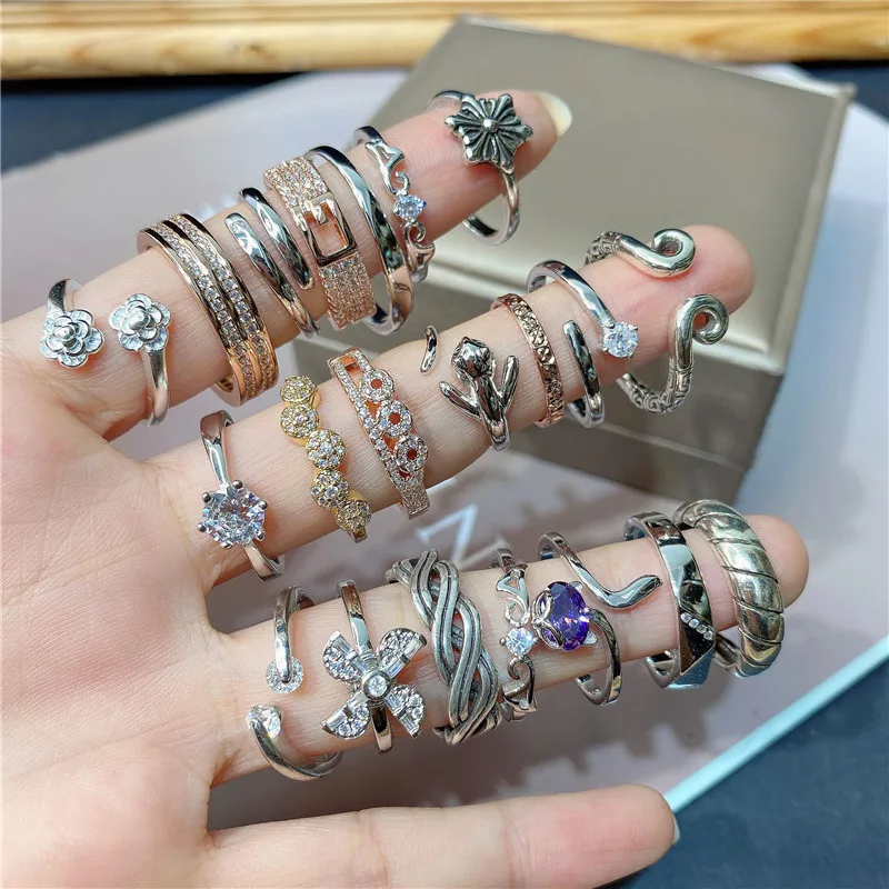 

Aug jewelry ring mixed wholesale simple fashion gold-plated color-preserving ring bulk personality wild ring, Picture shows