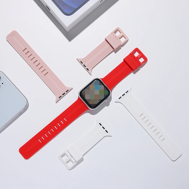 

Ananda Strip Silicone Wrist Strap Soft Silicone Sport Band Compatible For iWatch Apple Watch 7 Series 41mm 45mm, Various