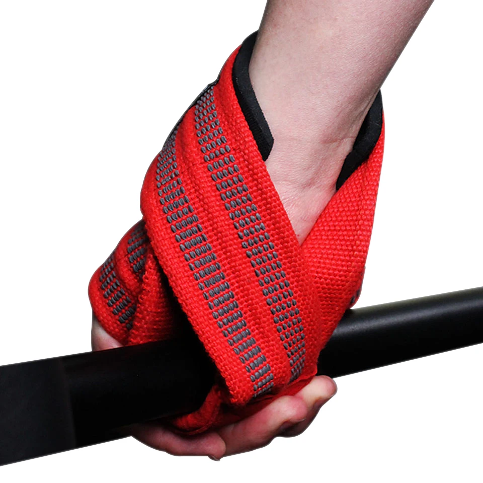 

Gym Shape 8 Wrist Straps Support For Weight Lifting, Black,red