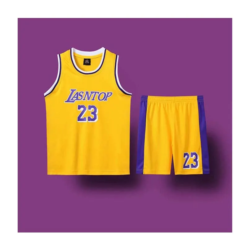 

2019 Kids Basketball Sets Training Tracksuits Print Number 23 Breathable Basketball Jersey Uniforms Sports Clothes, Black/red
