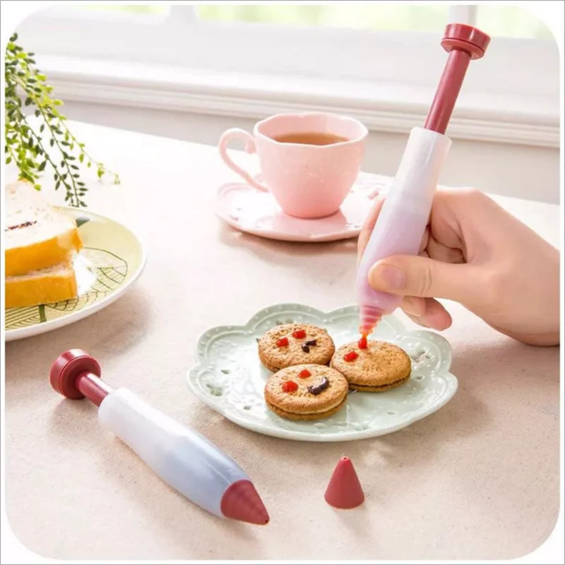 

DIY Food Silicone Chocolate Squeeze Sauce Writing Pen Cake Baking Cream Decorating Tool Kitchen Accessories, As photo