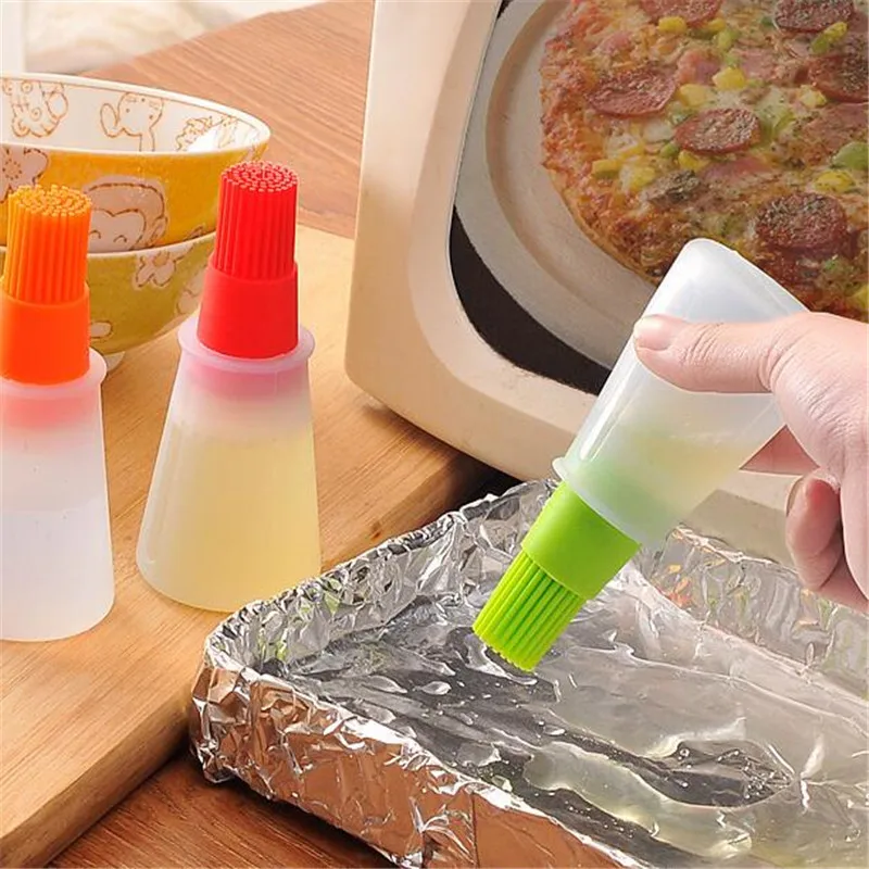 

Portable Silicone Oil Bottle with Brush Grill Oil Brushes Liquid Oil Pastry Kitchen Baking BBQ Tool Kitchen Tools for BBQ