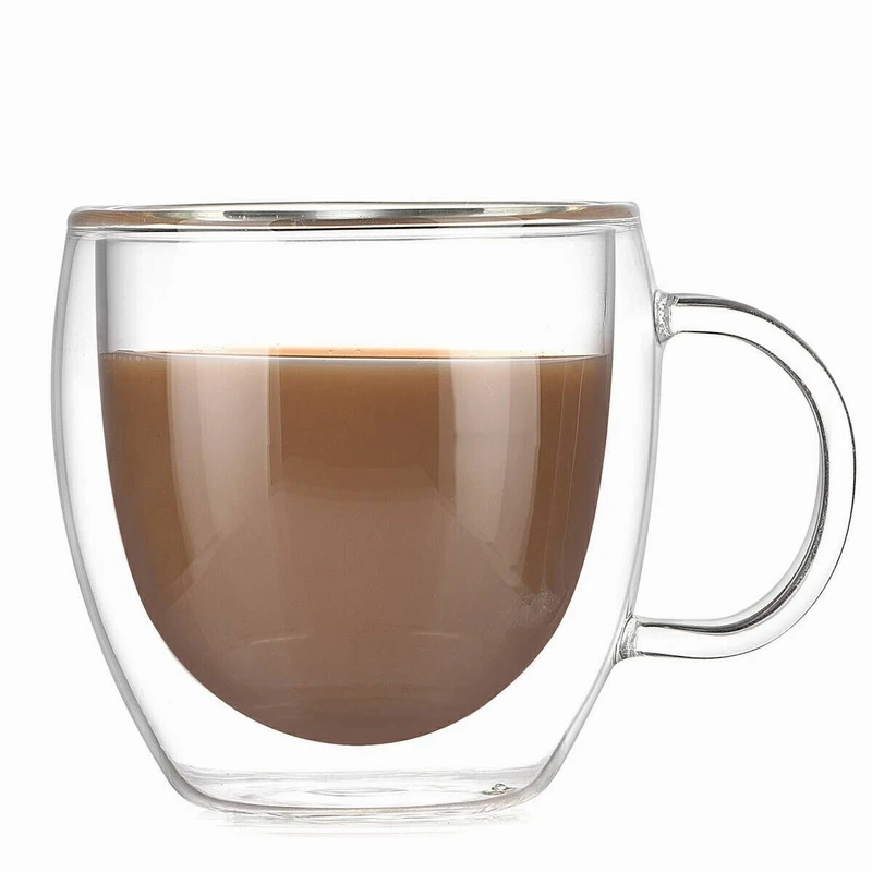 

best sell heat resistant glass double wall coffee cups clear glass mug
