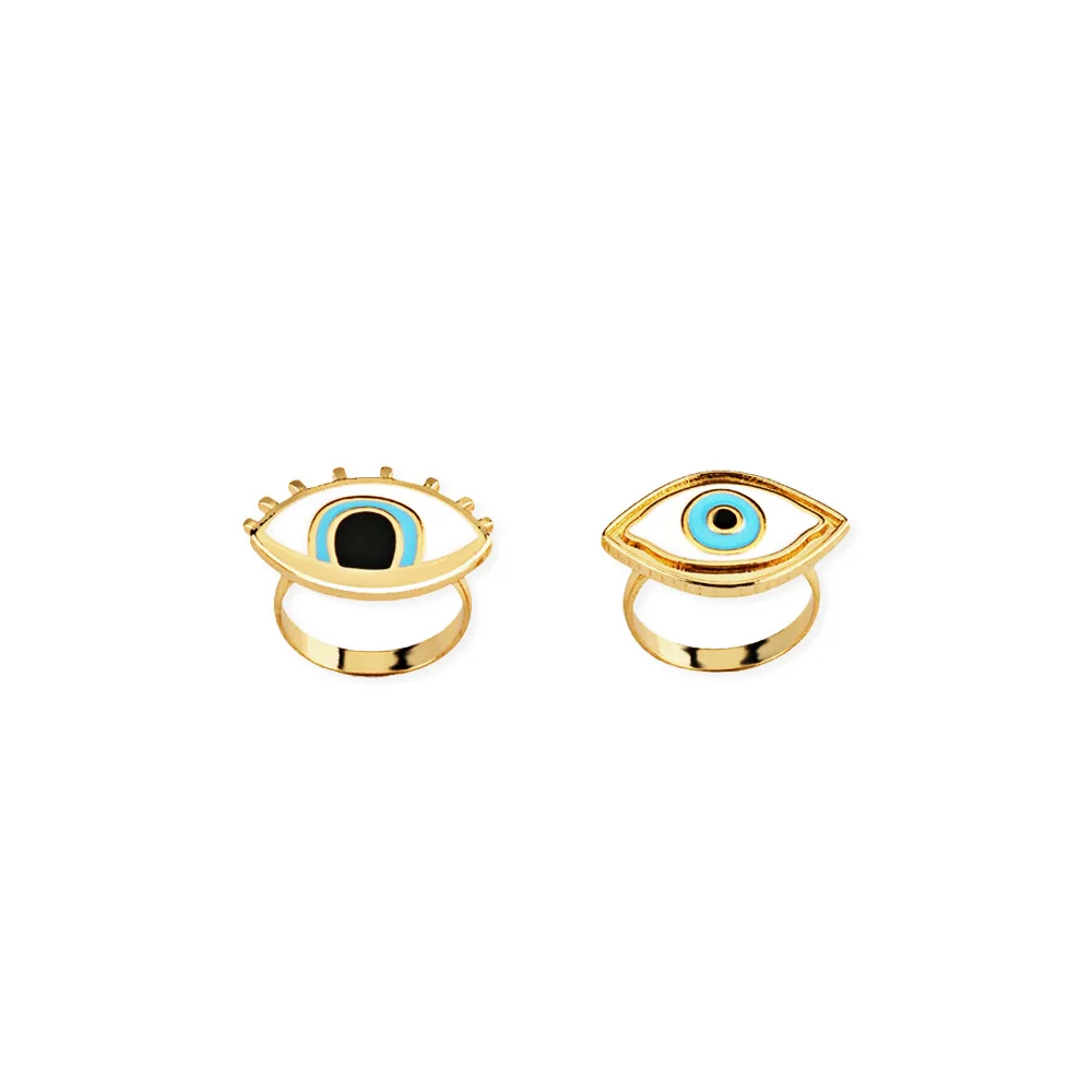 

Hot Selling Punk Brown And Blue Eyeball Rings For Men Women Unisex Vintage Halloween Jewelry