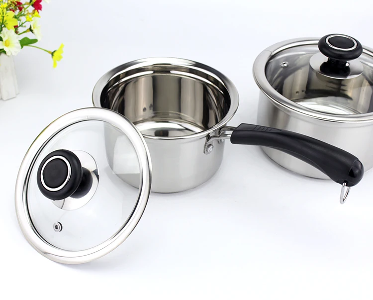 
China wholesale high quality korean style soup milk pot with single long bakelite handle 