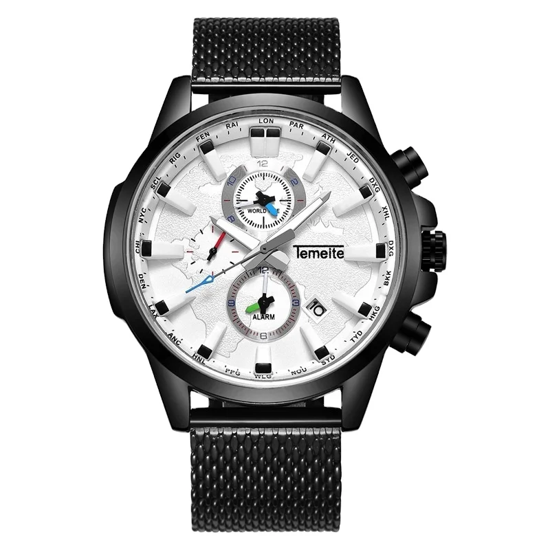 

Temeite Quartz Mens Watches Military Oversize Wristwatch Top Brand Luxury Golden Clock Stainless Steel Strap, Multi colors