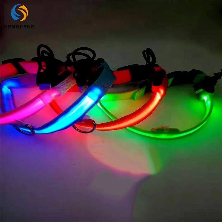 

Fancy Cool Colorful Led Light Flashing Para Perro Pet Neck Luminous Rechargeable Usb Colourful Dog Collar, Picture shows or custom