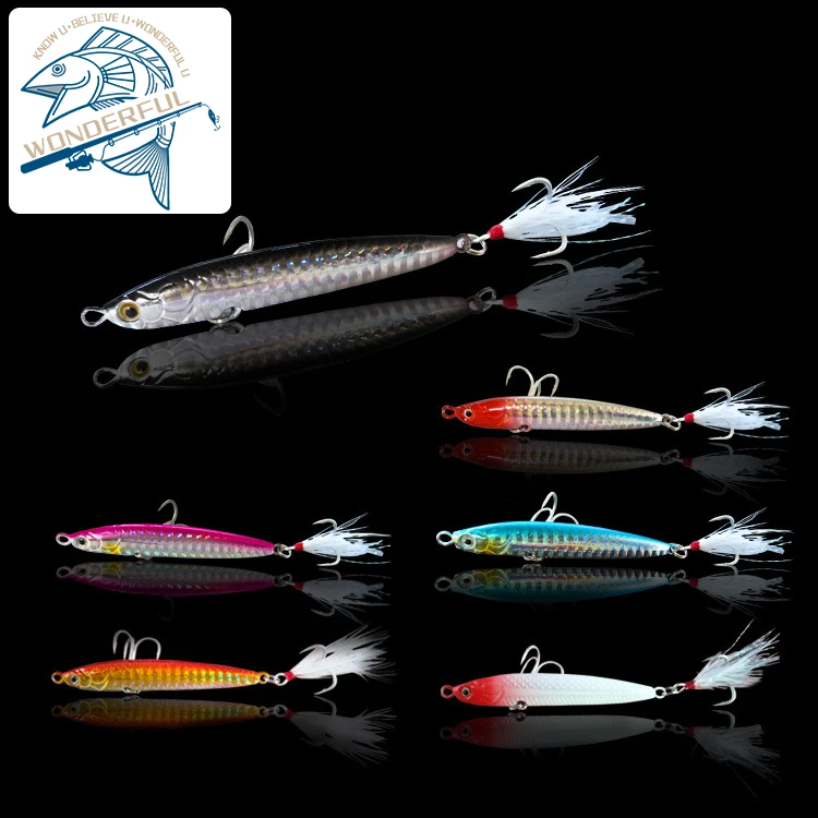 

15g 20g 30g 40g Artificial Hard Metal Pencil Fishing Bait Sequins Freshwater Saltwater Casting Lead Slow Pitch Jigging Lure