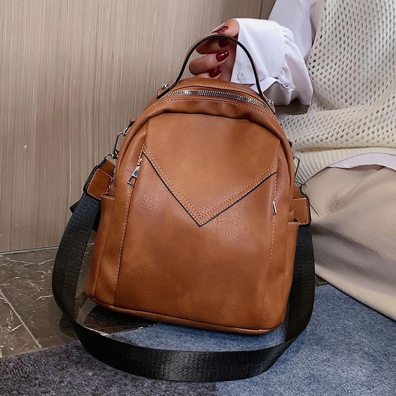 

Solid Color PU Leather Backpacks For Women 2021 Female Small Backpack Ladies, Black,red or customized