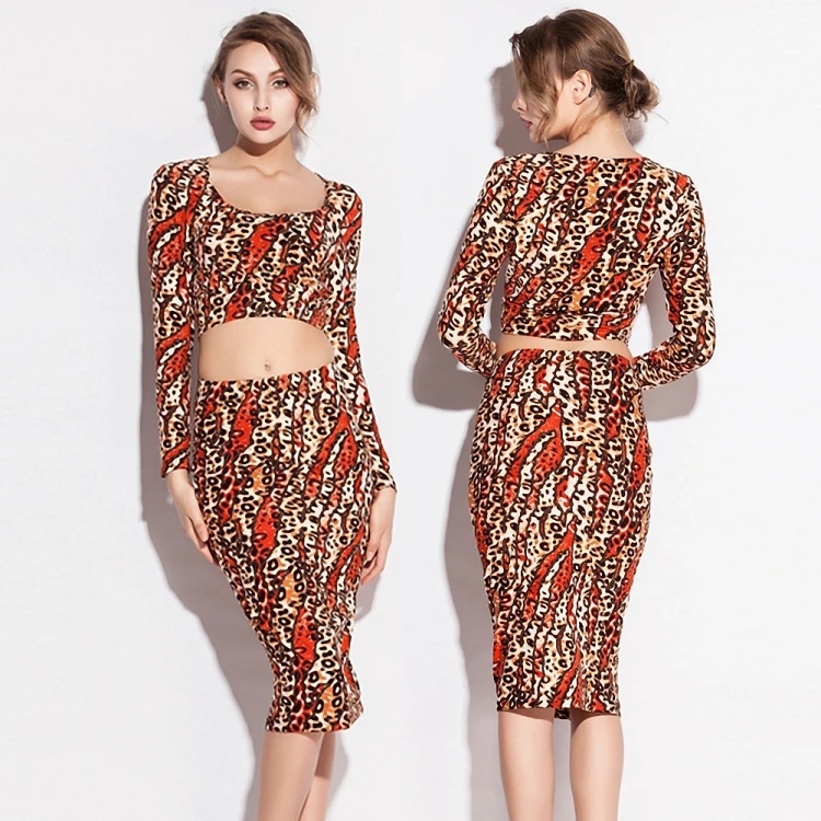 

Classic Leopard Stretch Cotton Beach Wear Sexy Multi Occasion Two - Pieces Cover Up S.M.L.XL Woman Dress Summer 2020