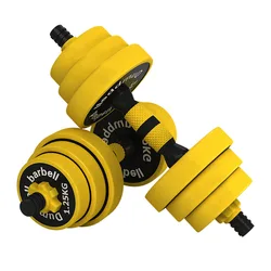 Adjustable Barbell Dumbbells Building Material Iron Steel Light Painted Gym Equipment Yellow Dumbbells Set for Sale