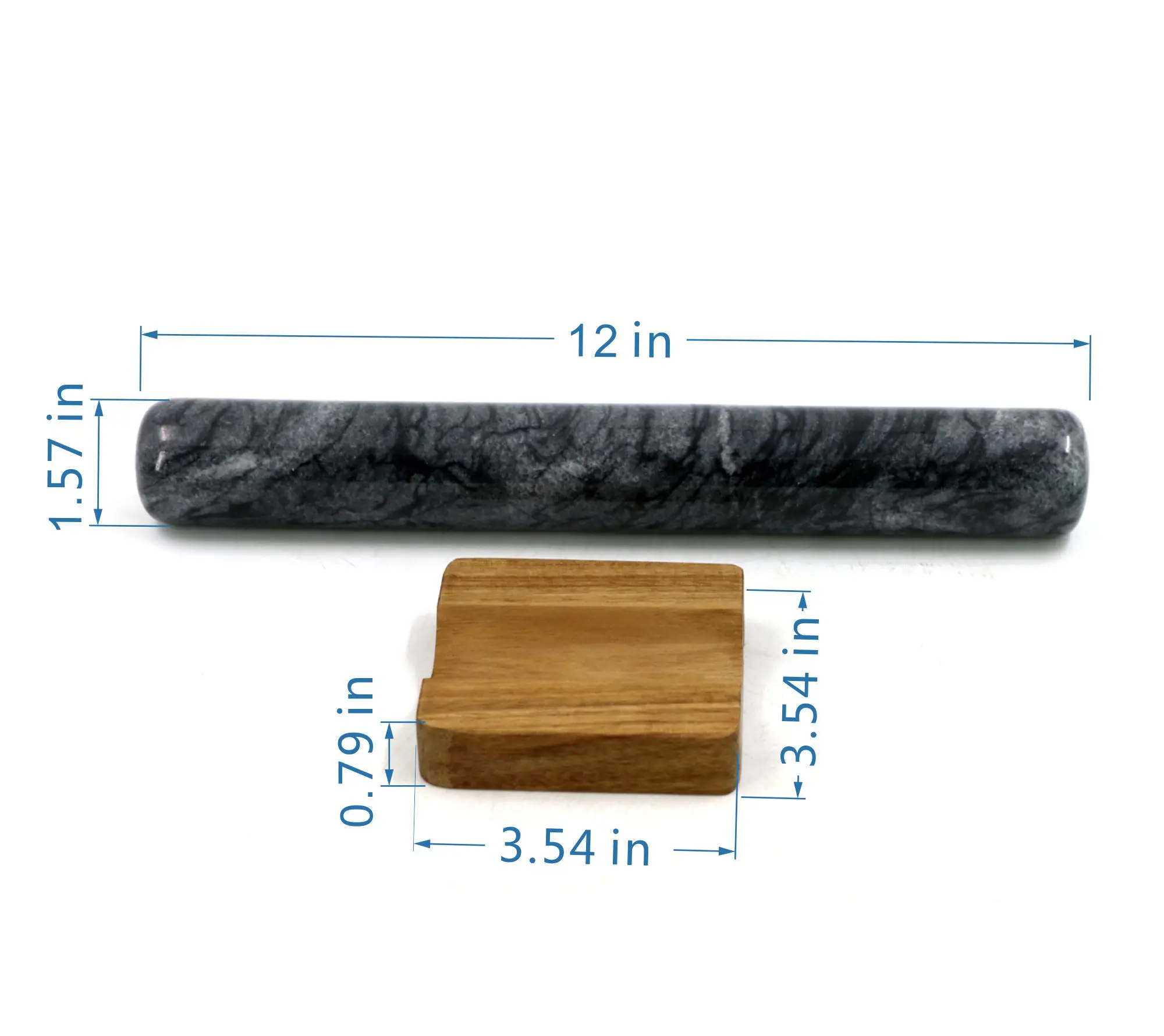 

12' Marble rolling pin with multi-purpose wooden base 30 cm stone baking tools
