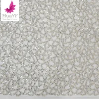 

White beaded lace fabrics luxury tulle shiny sequins fabrics for party HY1158-4