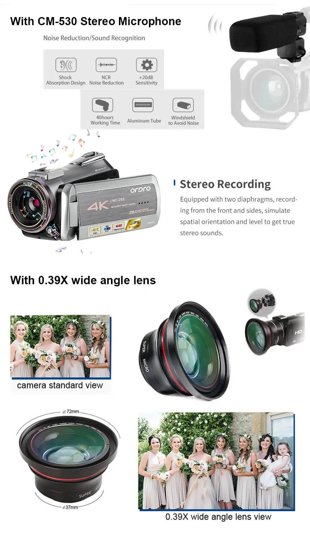 AZ50 Digital Video Camera 4K WiFi IR Night Vision 64X Zoom Camcorder Stereo Microphone Camera Photography Digital Video Recorder