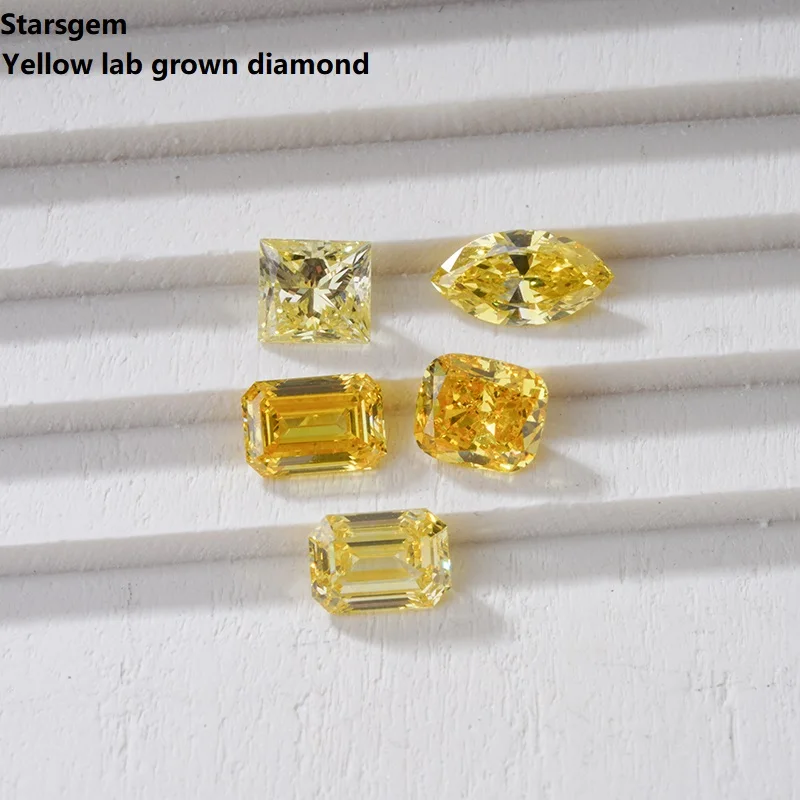 

starsgem wholesale fancy beautiful yellow color CVD HPHT 0.083~0.64ct VS different cut lab grown diamond