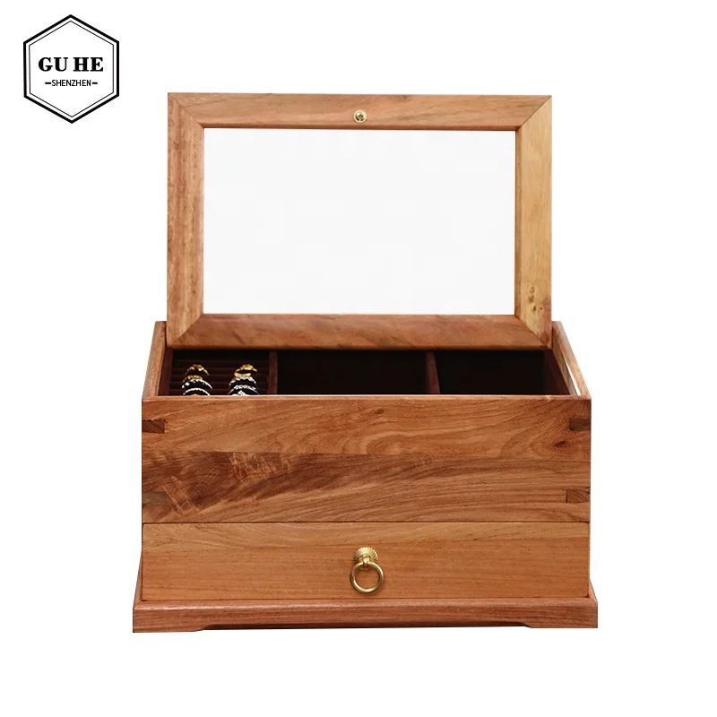 

Double layer high capacity The wind restoring ancient ways Bracelet bracelet storage Contracted box Wooden jewelry box, Brown