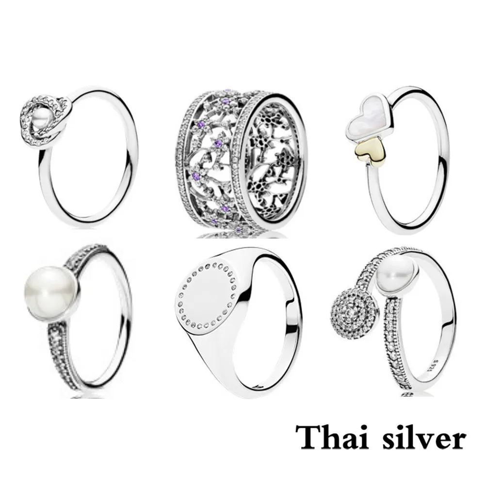 

2021 NEW 100% Sterling Thai Silver Vintage Glamorous Snowflake Love Pearl Ring Premium Flower Limited Edition Original Jewelry