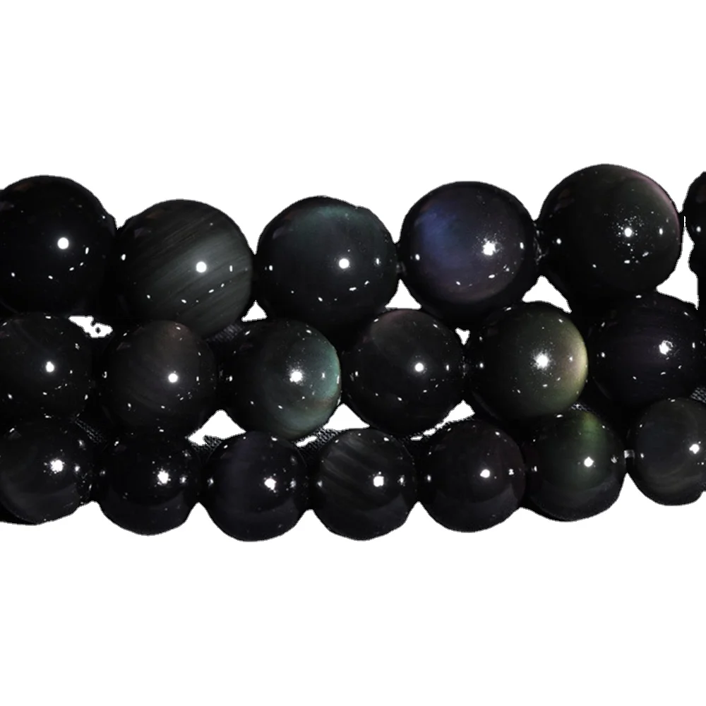 

Fashion AAA Grade Natural Rainbow Obsidian Round Beads Natural Stone Beads For DIY Bracelets Jewelry, In picture