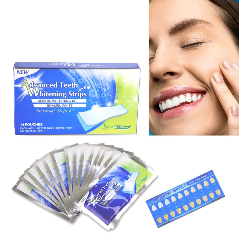 Private Label Teeth Whitening Strips Organic Home Tooth Whitener Whitestrips Blanchiment Dentaire Dental Bleaching Cleaning Care