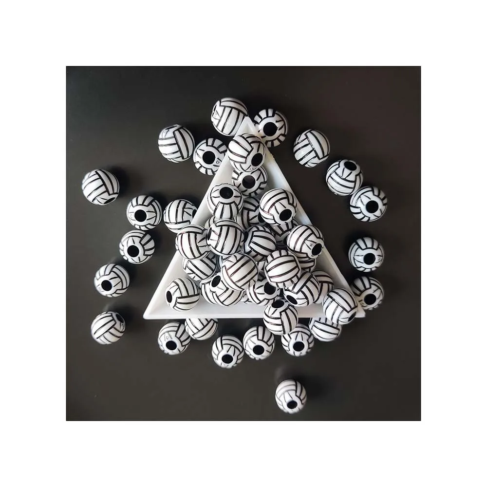Factory Wholesale Assortment Sports Beads Volleyball Ball Beads 12mm