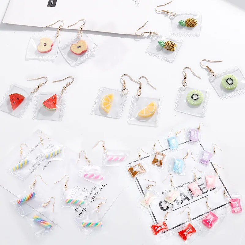 

Korean personalized candy popular earrings fruit lollipop acrylic earrings