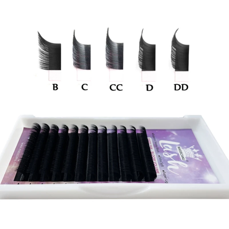 

Wholesale 0.03 0.05 0.07 mink silk vegan easy fanning blooming lashes easy to make fans fast fanning lashes trays, Black