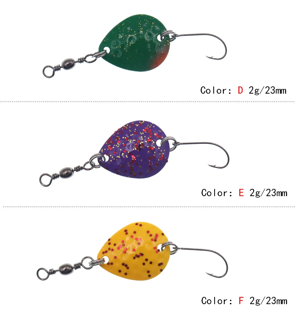 2g 23mm Trout Spoons Ultralight Fishing Spoons Single Hook Metal Bait