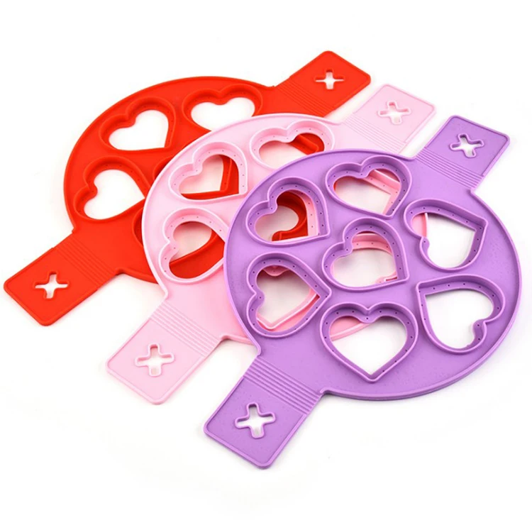 

Lovely silicone egg omelette maker multifunctional porous round heart-shaped star omelette