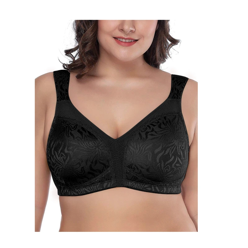 

Big Size Breasted Women Ladies Full Cup Comfortable Wire Free Support Bra, Brick-red,red, black, blue,pink