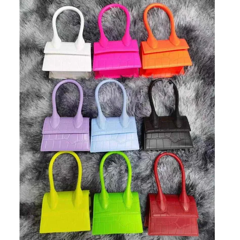 

New Arrival Candy Crocodile Pattern Tote Square Handbags PVC Purse Luxury Ladies Women Hand Bags Small Jelly Mini Purse, White,black,blue,green,orange,red