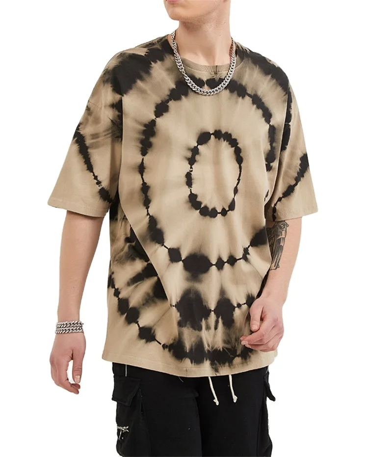 

Brown Tie Dye Tee Summer Short Sleeve Cotton Tie Dye Tee