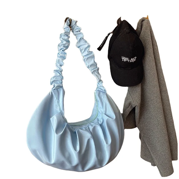 

Women Ruffles Strap Shoulder Bag Designer Fashion Frilled Purses and Handbags Ruched Large Totes Solid Underarm Bags, Picture color, can be customized