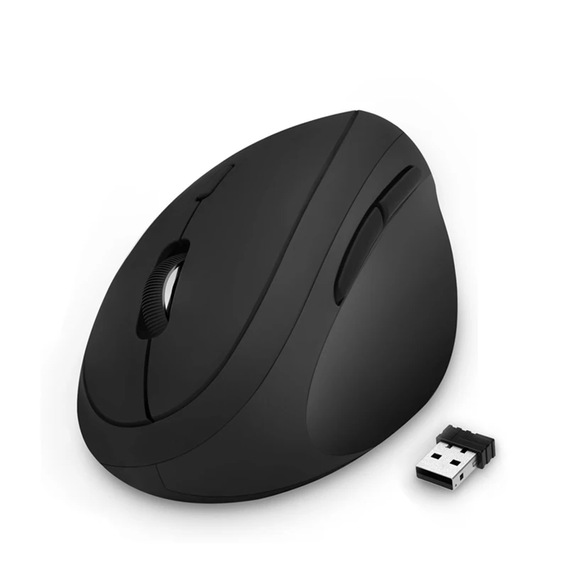 

800/1200/1600 DPI 6 Buttons Ergonomic 2.4GHz Blue-tooth Optical Right Hand Wireless Vertical Mouse For PC Laptop, Black