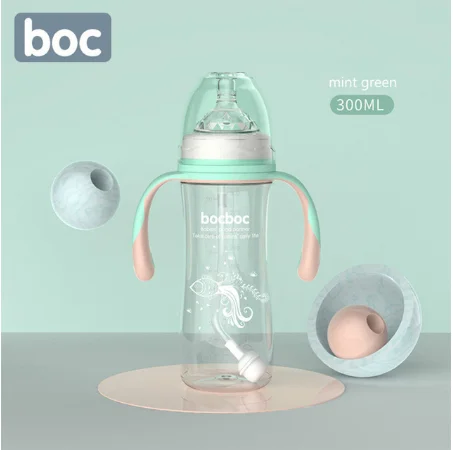 

With 3 Pacifier Baby Feeding Bottle baby water bottle Wide Caliber Duckbill Cup Milk High Temperature Resistant PP Bottle