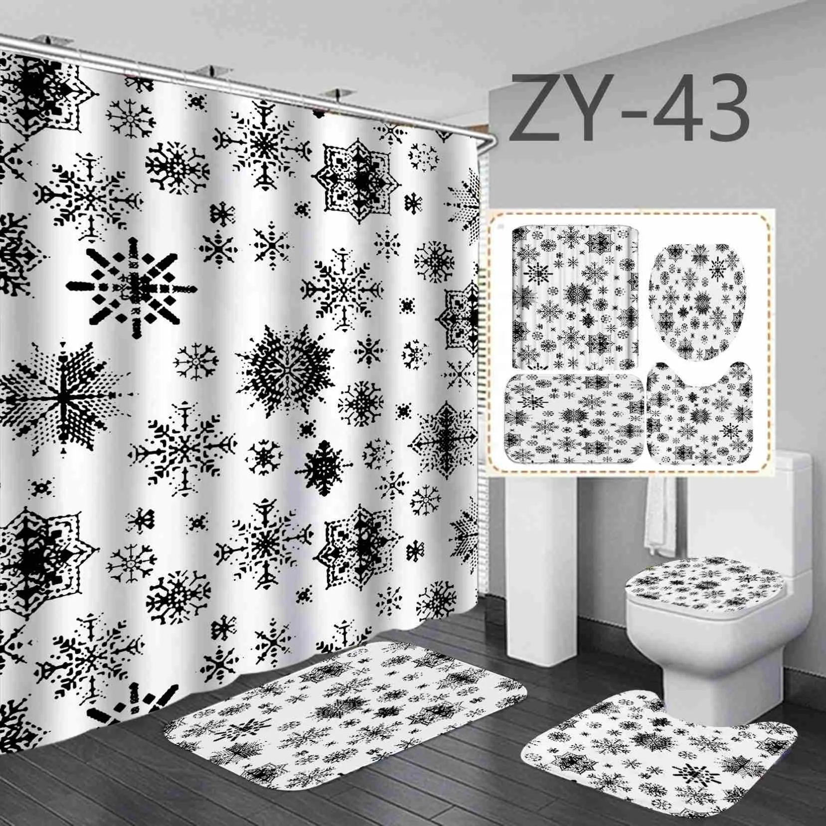 

Christmas Series Printing Shower Curtain 3D Printing Waterproof Polyester Bathroom Curtain, Picture