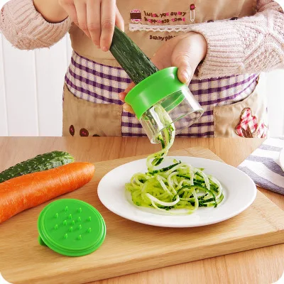 

LT076 New Design Cucumber Manual Spiral Cutter Slicer Vegetable Cutter Grater Zucchini Pasta Chopper Slicer, As picture