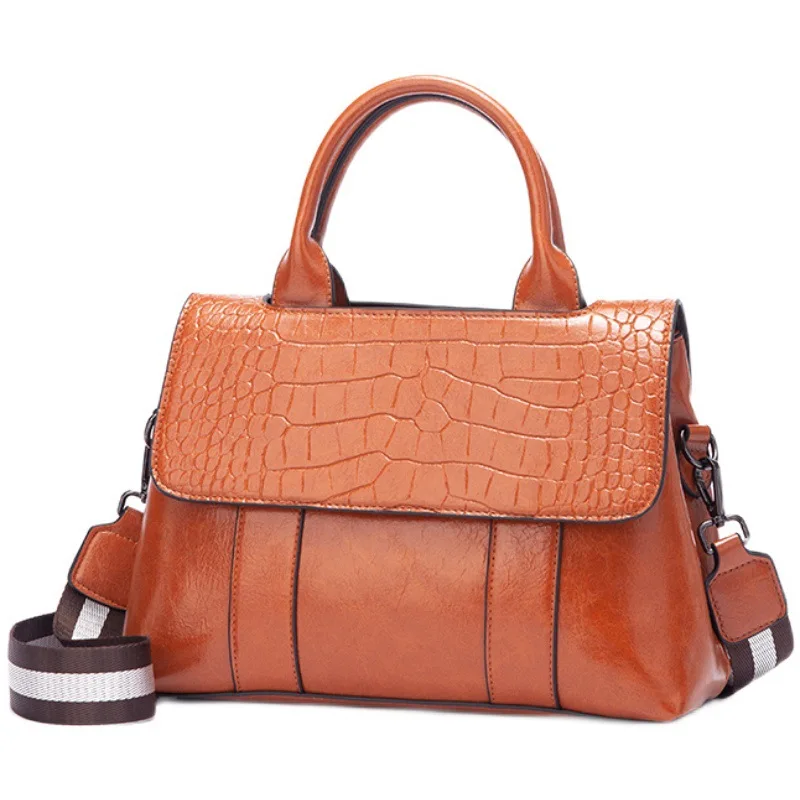 

2021 Best selling emboss crocodile leather ladies handbag European luxury one shoulder flap cover big women's tote bag wholesale, Color1/2/3