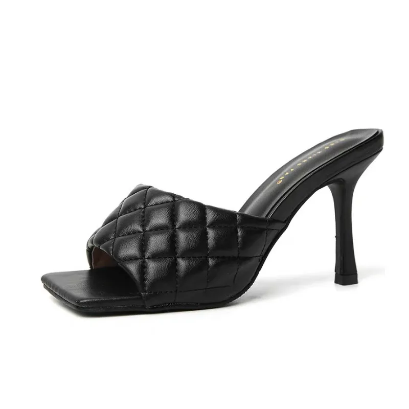 

Sandal Vendor Chaussure Talon Femme 2020 New Arrival Slipper Square Toe Heels for Women and Ladies, Black,white, blue, brown