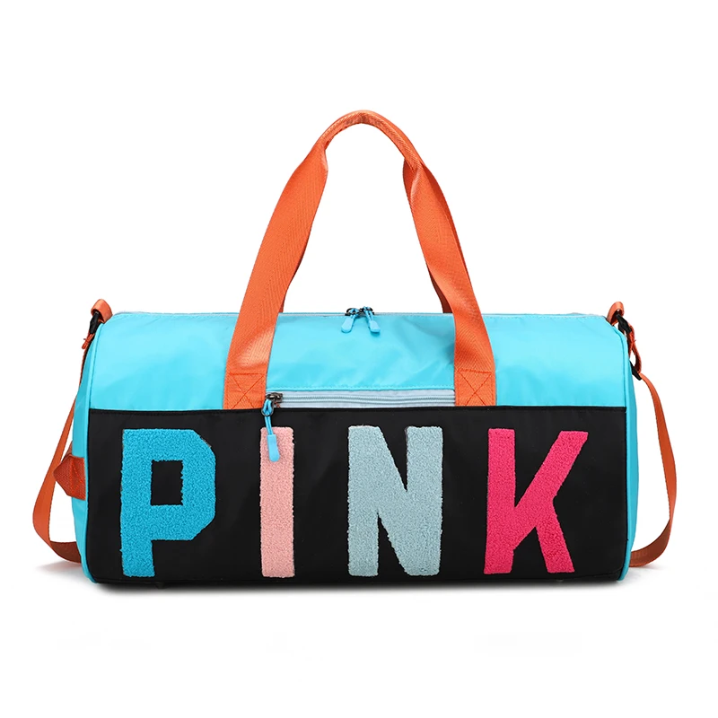 

Custom Logo travel accessoires unisex gym bag lightweight short travel weekend duffel bag water resistant sport pink duffle bag