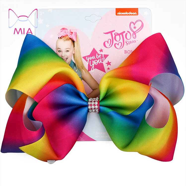 

Mia free shipping  cheap rainbow geometric figure jojo siwa hair bow, Picture shows