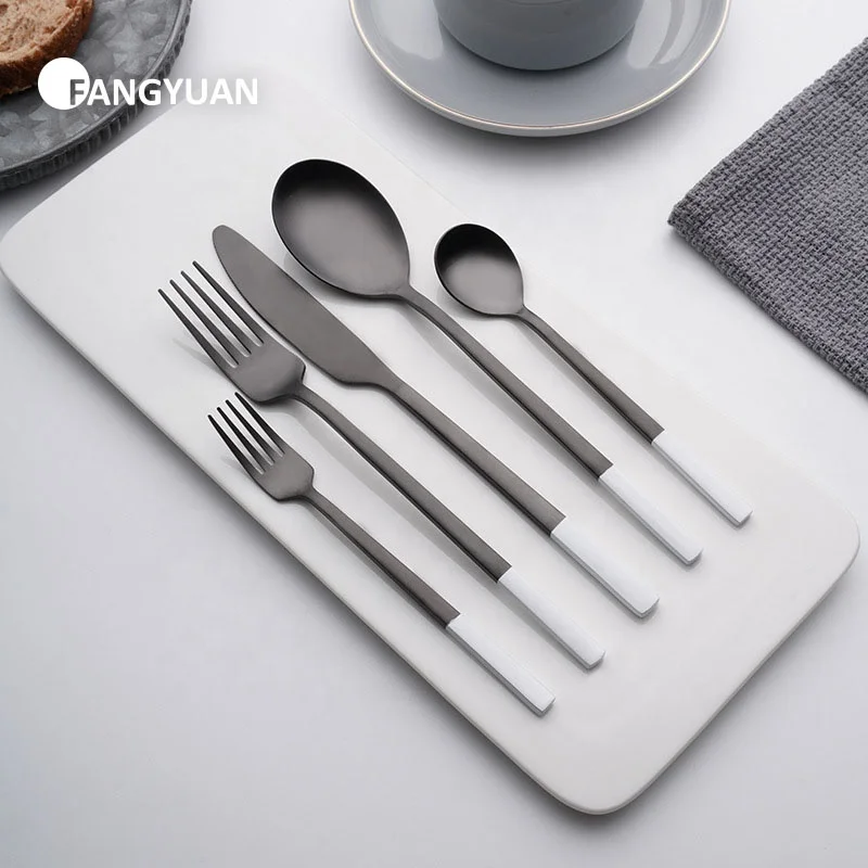 

FANGYUAN reusable luxury bulk 430 18/0 stainless steel matte gold cutlery set flatwares for wedding