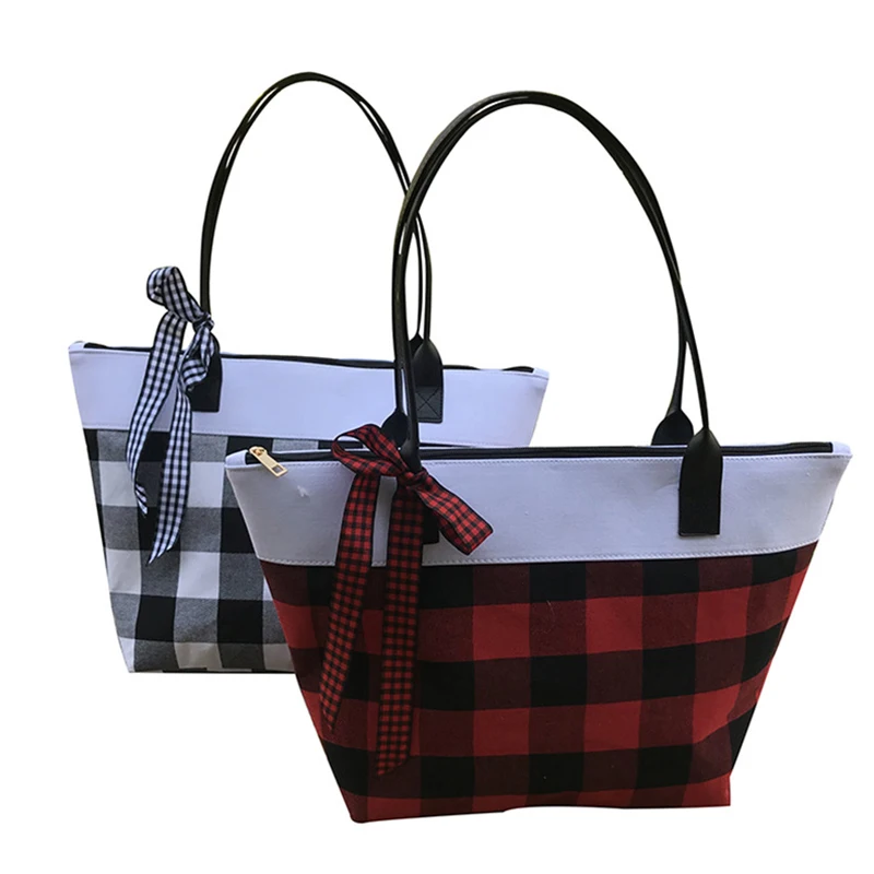 

Wholesale Blanks Monogram Buffalo Plaid Weekender Handbag Duffle Bag For Women Large Travel Tote Bag Overnight Weekend Purse