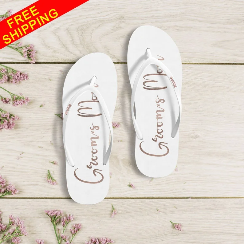 

FREE SHIPPING Personalised custom logo name Beach Bridesmaid Flip Flops Slippers for Bachelorette Bridal Party Gifts wedding