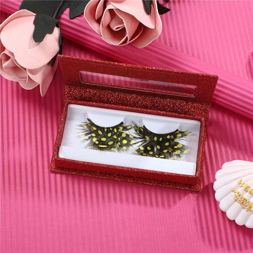 

False Competitive Price Crazy Blue and Red Fiber Material False Eyelash Feather for Reseller