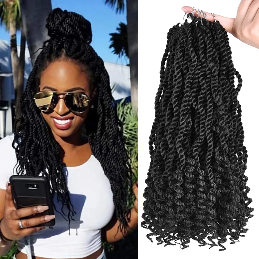 

Senegalese Twist Hair for Women Curly Ends 3X Kinky Twist Ombre Black Red Crochet Braiding Hair Synthetic Hair Extensions