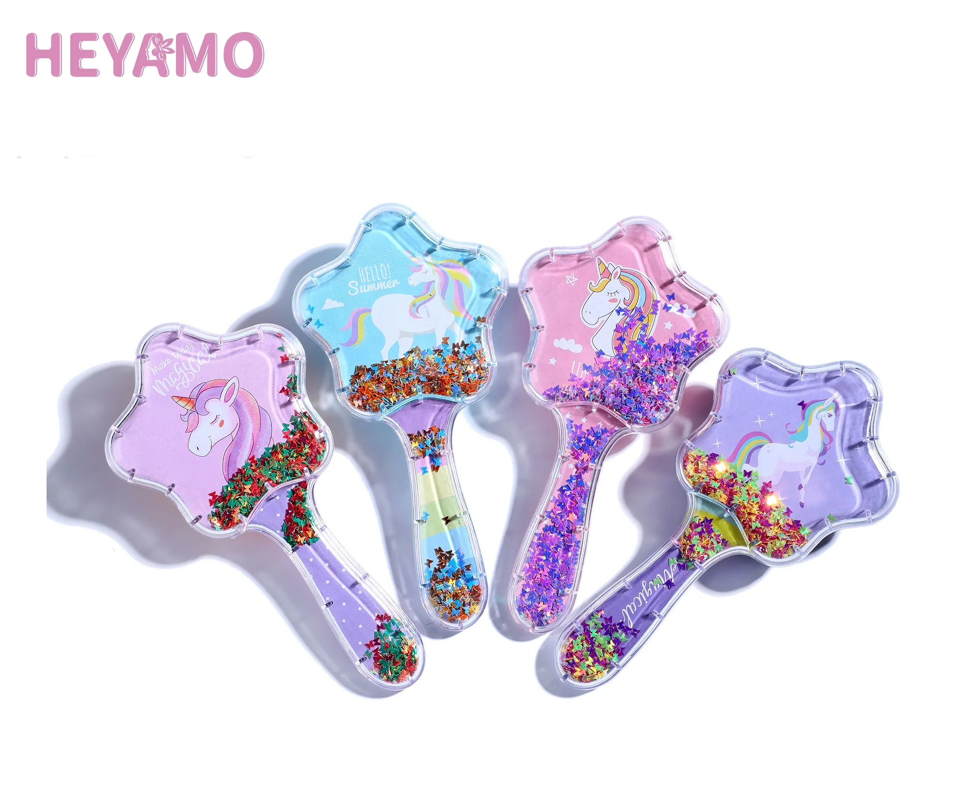 

HEYAMO Unicorno Estrella Butterfly Smooth Hair Tangle Brush Masajeador Cabeza Spazzolino Detangling Hair Brush For Kids Set