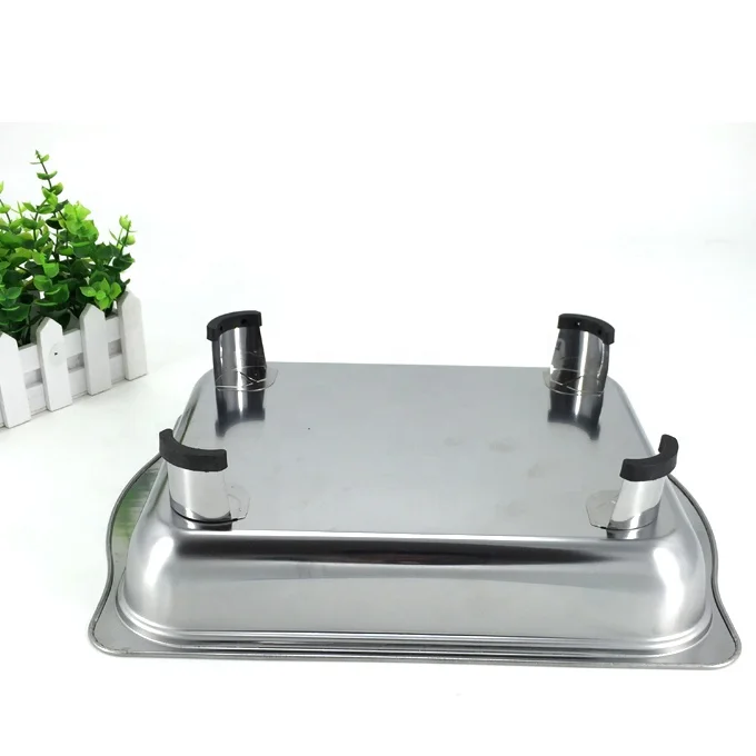 
Malaysia buffet stainless steel stove four-legged tray rectangular tray 