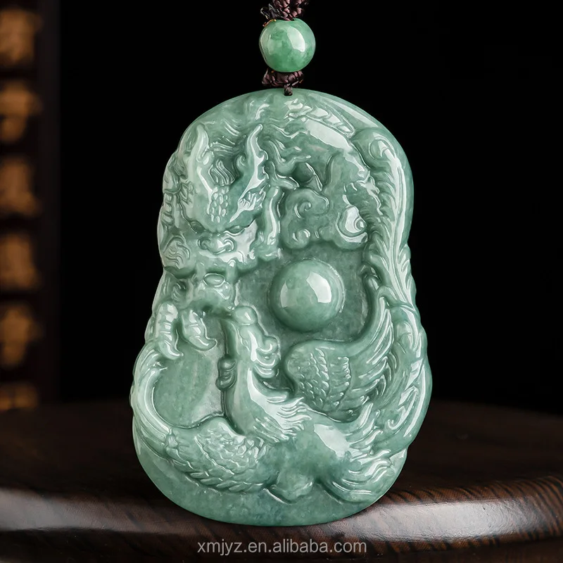 

Certified Grade A Natural Myanmar Jade Dragon And Phoenix Pendant Couple Pendant Men's Necklace Women Sihui Jade Wholesale