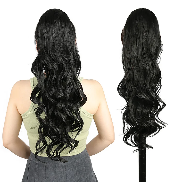 Julianna New Arrival Wholesale Kanekalon Fiber Loose Deep Spanish Curl Wave Drawstring Synthetic Hair Ponytail Extensions