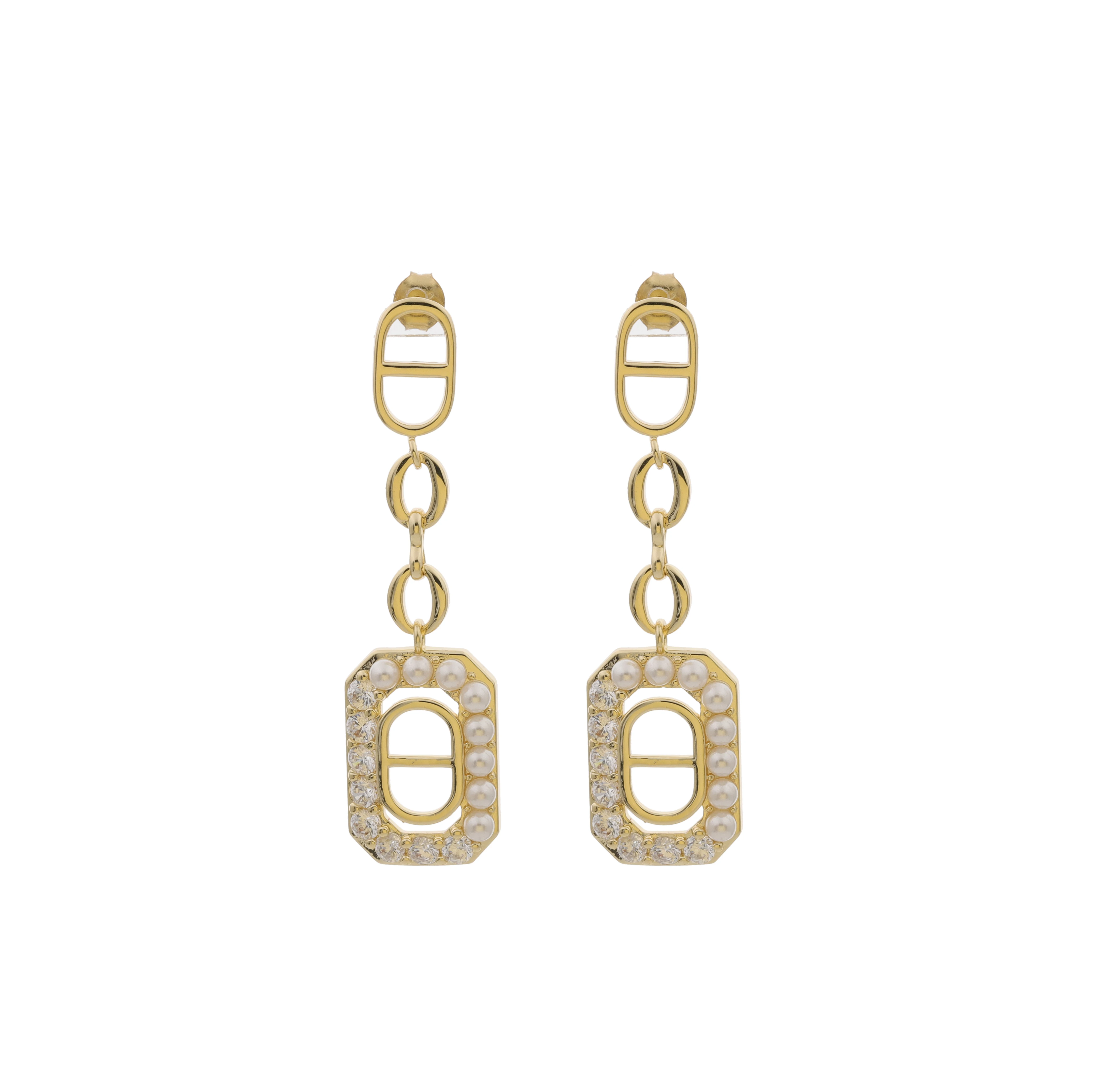 

Daidan Earrings 18K Gold Plated Luxury Zirconia Pearl Drop Brass Long Earrings